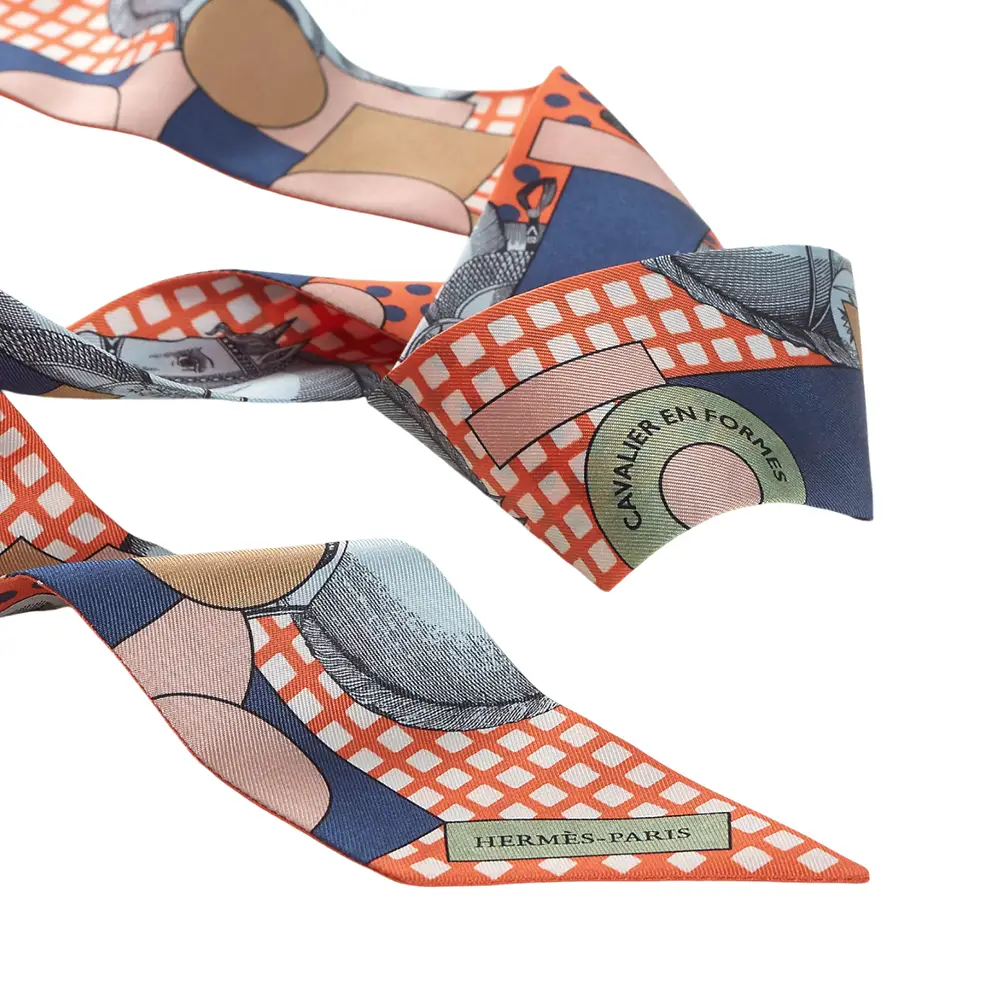 Hermès Cavalier en Formes Slik Twilly Corail / Bleu / Camel