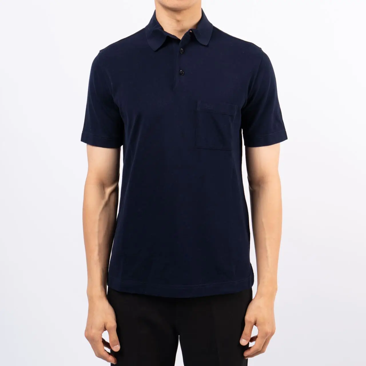 Hermès H Embroidered Buttoned Polo Shirt Blue Marine – voilà.id