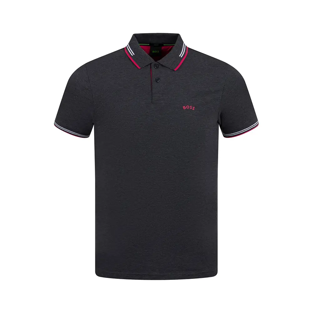 Hugo Boss Style Paul Curved Slim Fit Polo Shirt Black/Neon