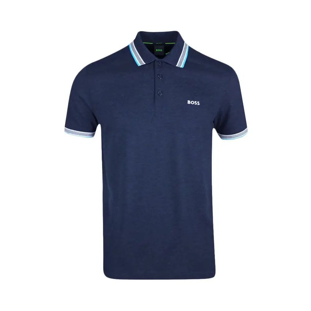 Hugo Boss Paddy Logo Embroidered Polo Shirt Dark Blue/Blue – voilà.id