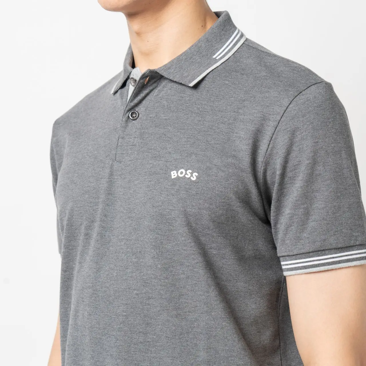 Hugo Boss Style Paul Curved Slim Fit Polo Shirt Medium Grey