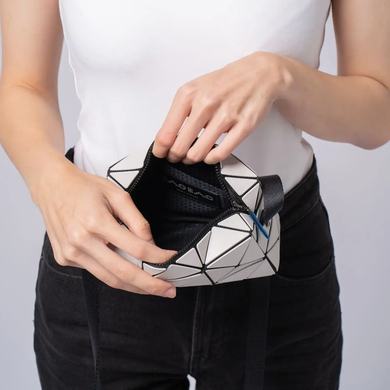 Bao Bao Issey Miyake Cuboid Matte Crossbody Bag Light Grey – voilà.id