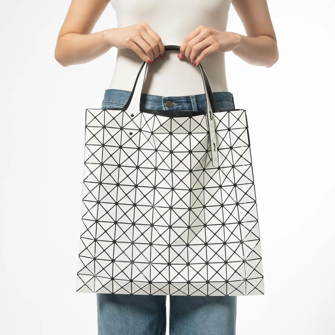 Issey Miyake Prism Shiny Tote Bag White 10x10 – voilà.id