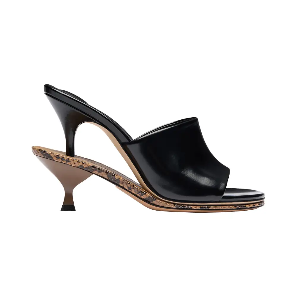 Prada Enamel 65 Logo Padded Crisscross Nappa Leather Heels Black