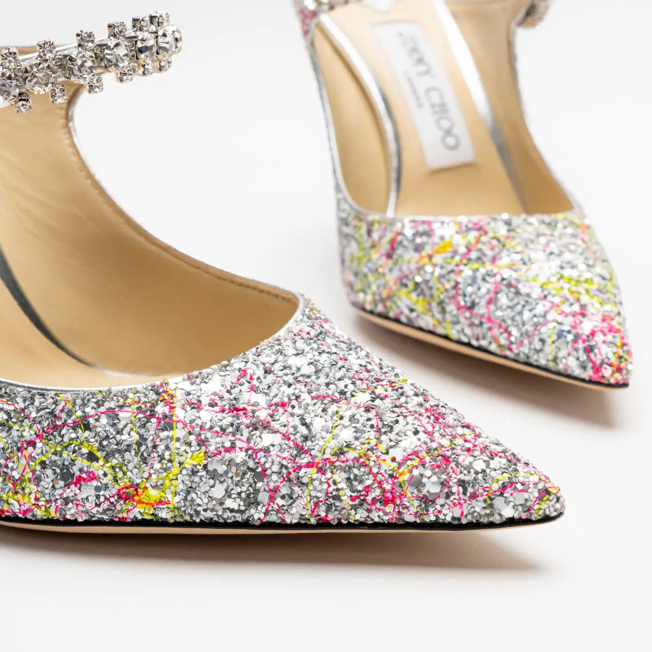 サンダル・ミュール JIMMY CHOO bing 100 glitter fabric m BING 100 PZF JIMMY CHOO BING 100 GLITTER FABRIC M – LOZURI®