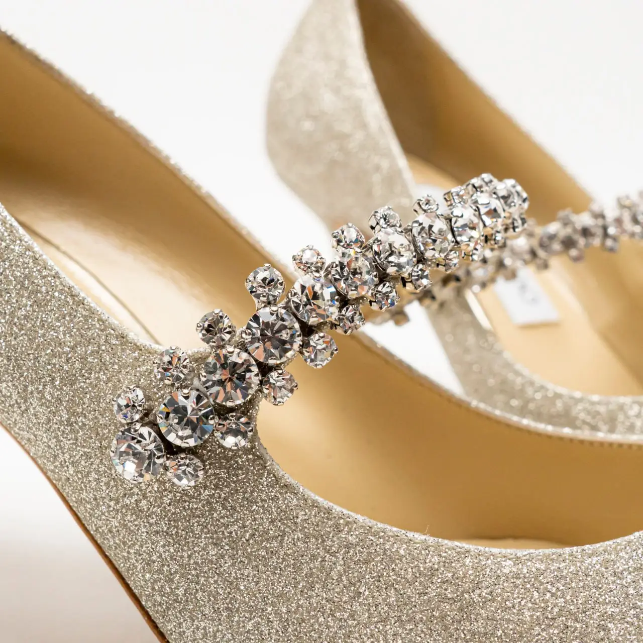 Jimmy Choo Bing 65 Crystal Strap Glitter Pumps Platinum Ice