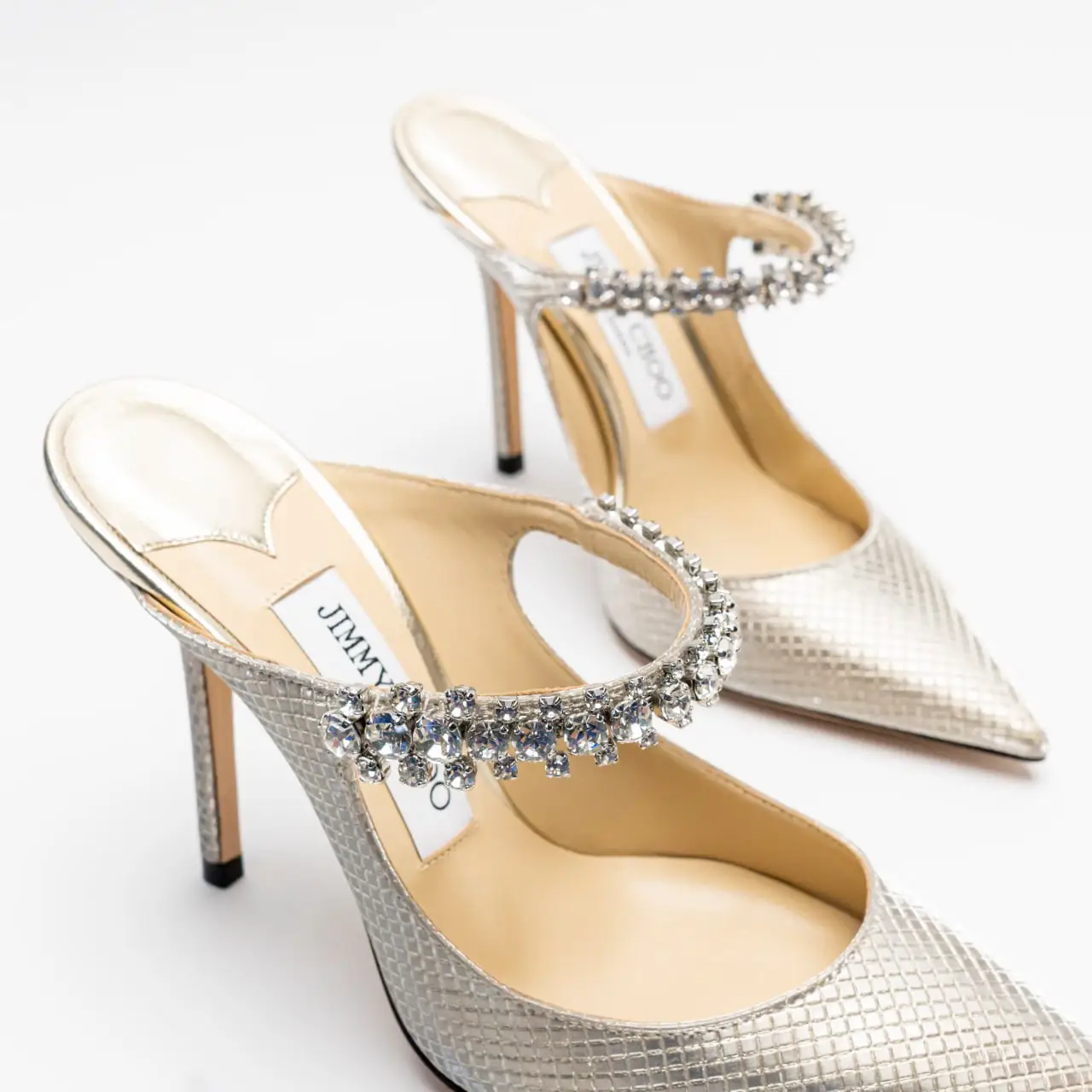 Jimmy Choo Bing 100 Diamond Glitter Crystal Strap Fabric