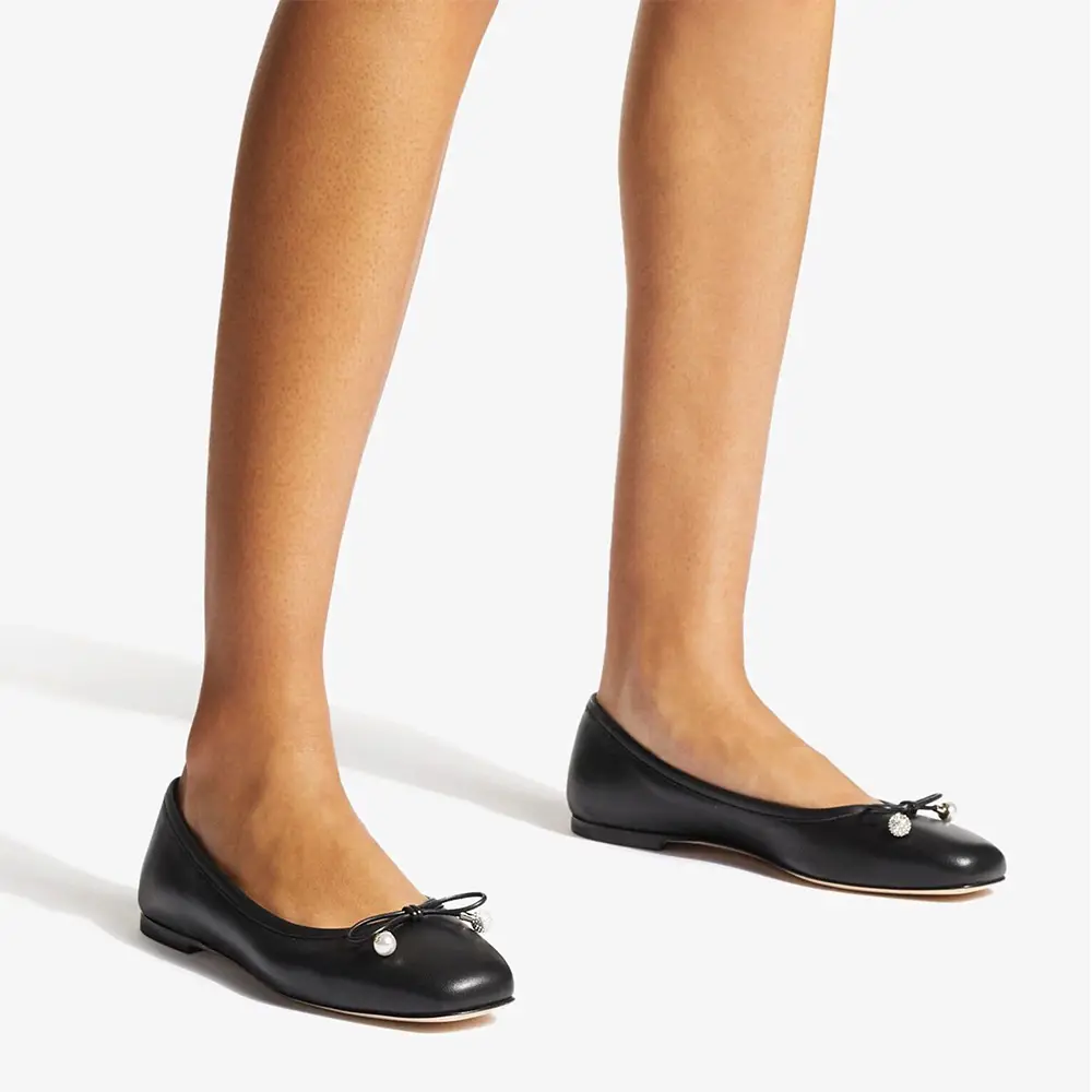 Jimmy Choo Elme Nappa Leather Ballet Flats Black – voilà.id