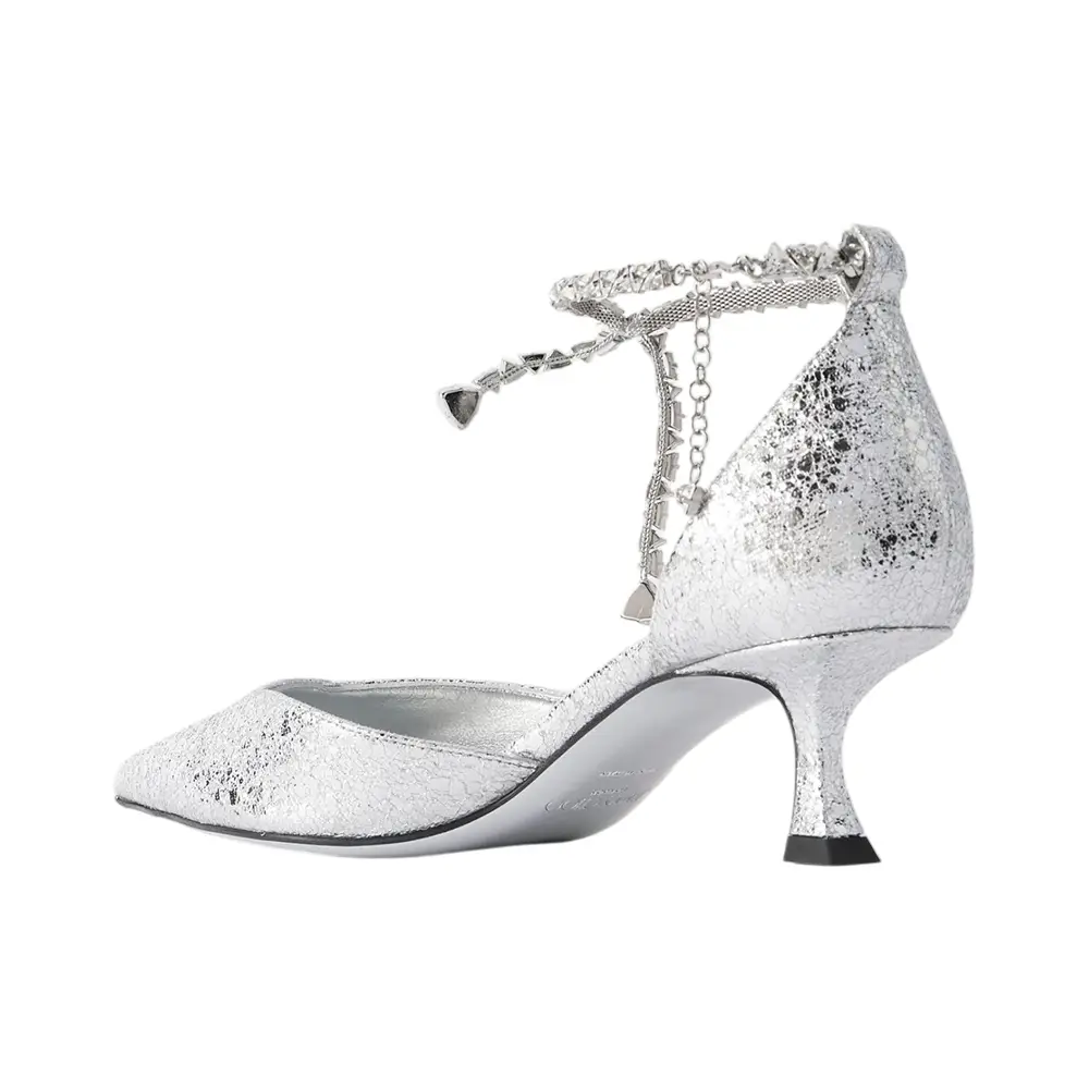 Jimmy Choo Stevie 50 Crystal Glitter Slingback Pumps Silver Jimmy Choo Stevie 50 Crystal Glitter Slingback Pumps Silver