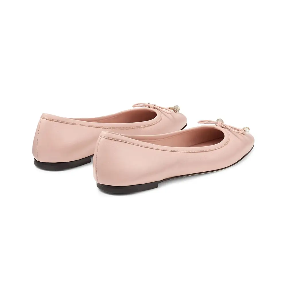 Jimmy Choo Elme Nappa Leather Ballet Flats Macaron – voilà.id