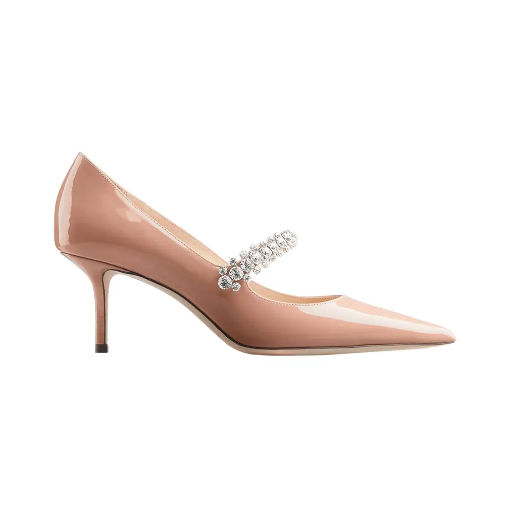 Jimmy Choo Bing 65 Crystal Strap Patent Leather Ballet Pumps