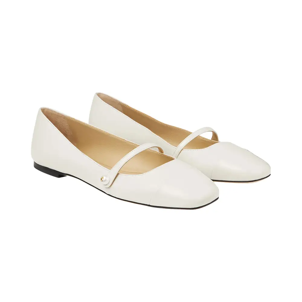 Jimmy Choo Elisa Nappa Patent Leather Ballet Flats Latte