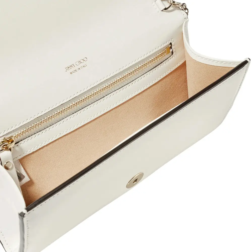 Jimmy Choo Avenue Wallet On Chain Pearl Strap Latte – voilà.id