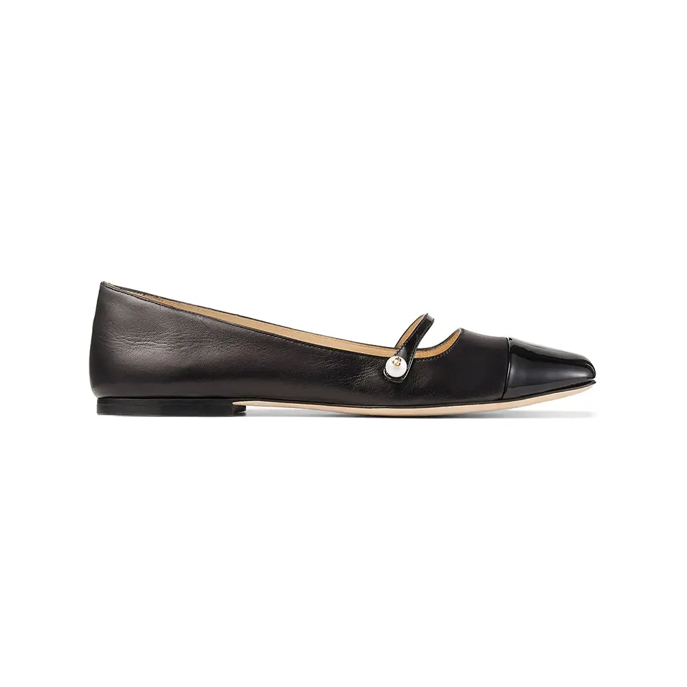 Jimmy Choo Elisa Nappa Patent Leather Ballet Flats Black