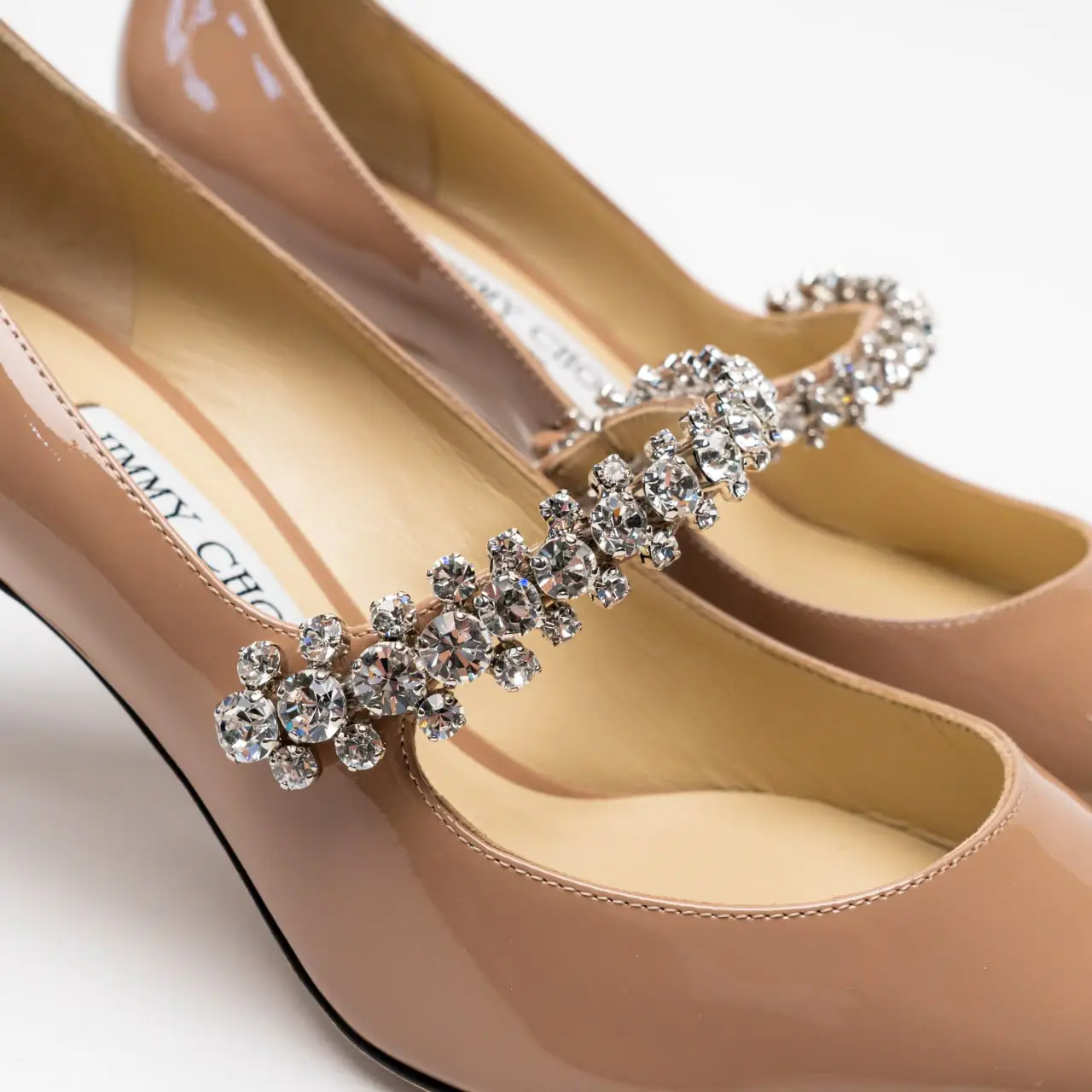 Jimmy Choo Bing 65 Crystal Strap Patent Leather Ballet Pumps