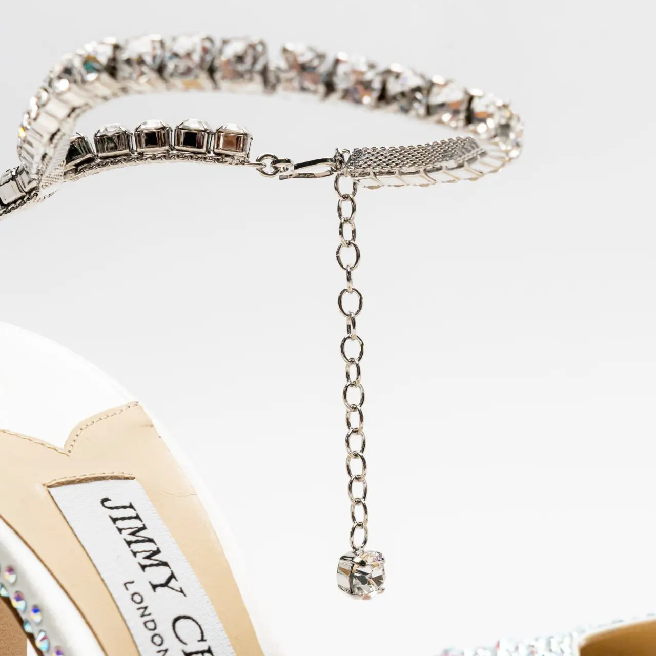 Jimmy Choo Saeda 100 Satin Crystal Embellished Ankle Strap