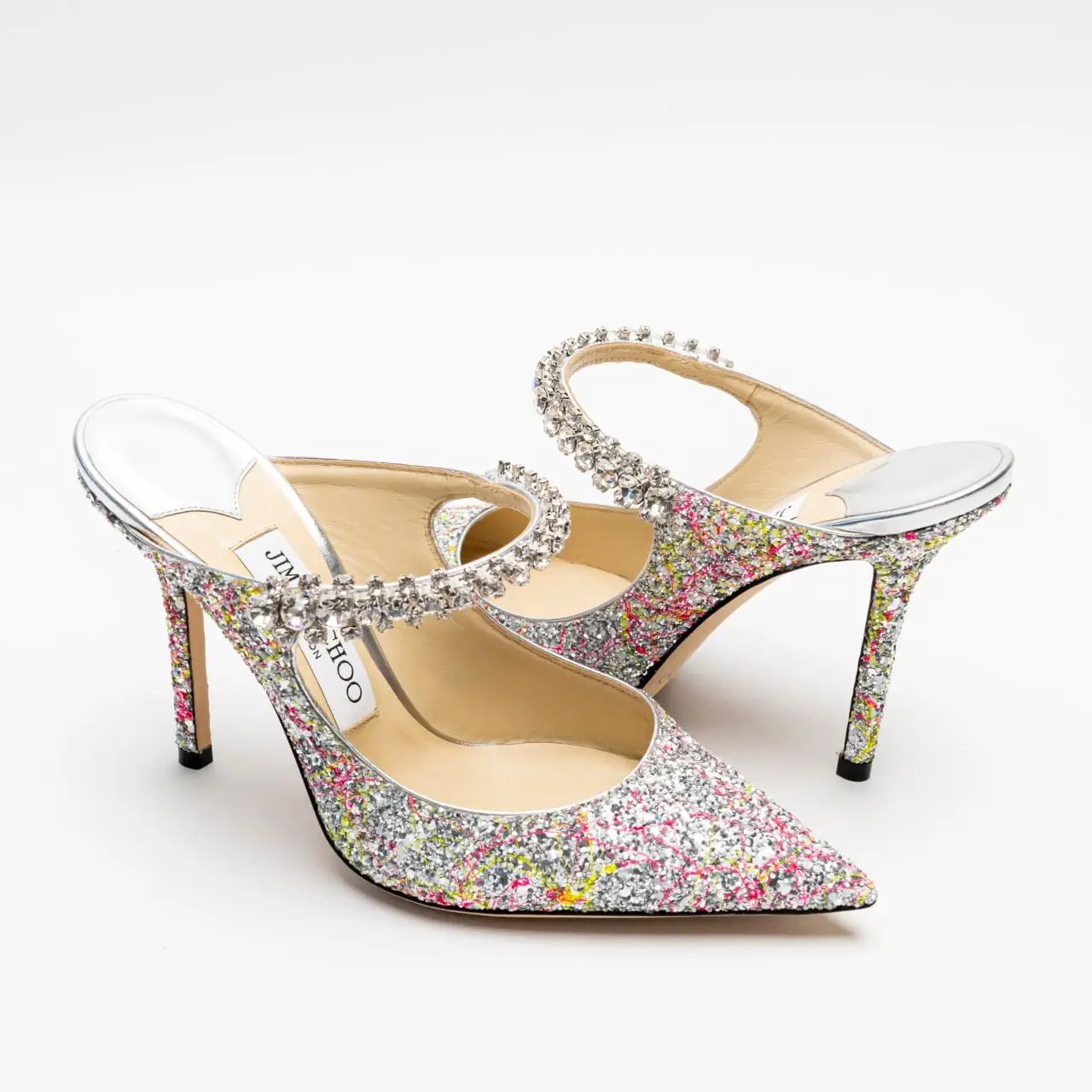 パンプス JIMMY CHOO BING 100 IN GLITTER FABRIC Bing 100 | Sand Glitter Fabric Mules | JIMMY CHOO