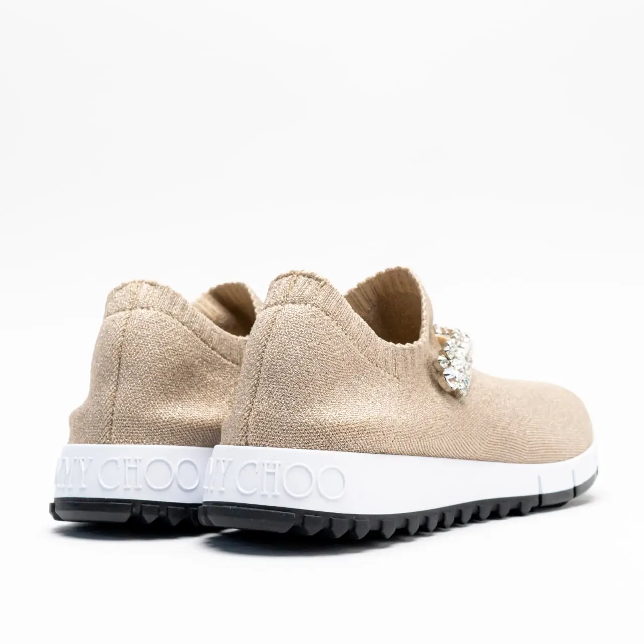 Jimmy Choo Verona スニーカー Ballet Pink Jimmy Choo Verona Crystal-Embellished Metallic-Knit Sneaker