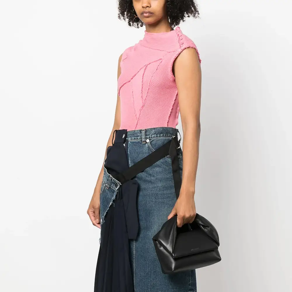 JW Anderson Twister Leather Medium Top Handle Bag Black – voilà.id
