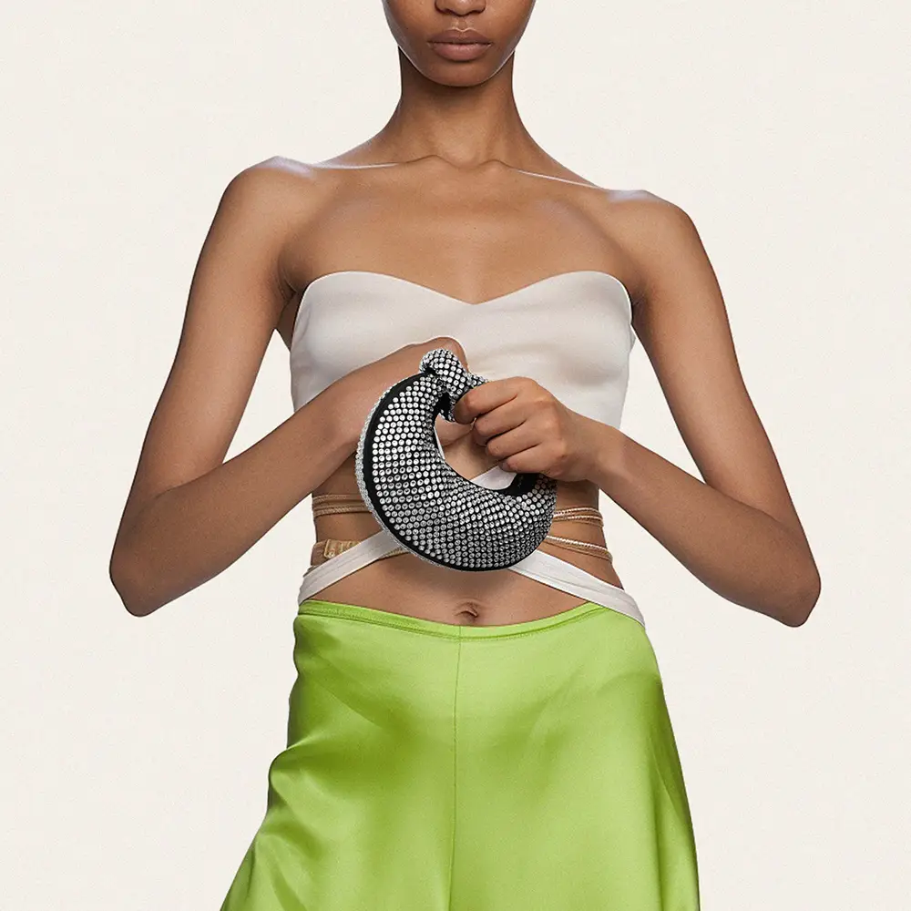 JW PEI Abacus Artificial Crystal Mini Top Handle Bag Black – voilà.id