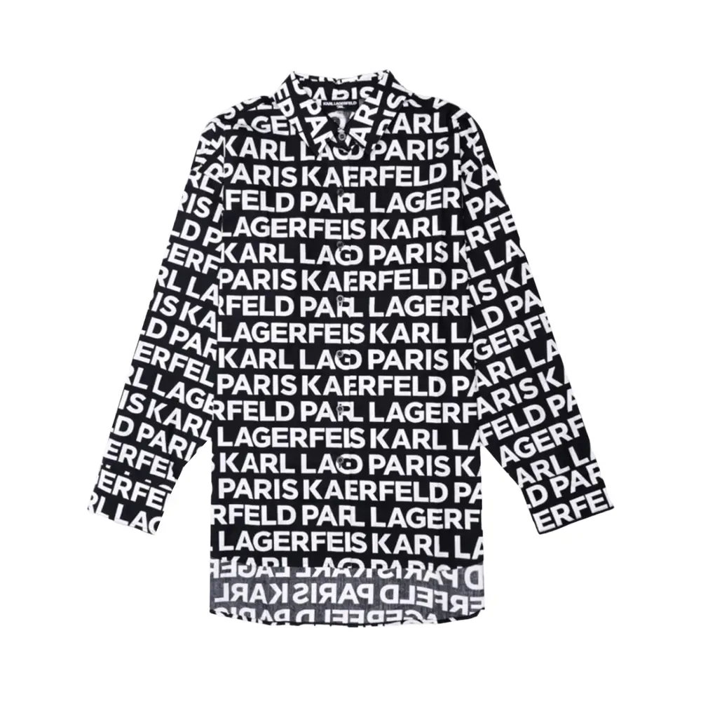 Karl Lagerfeld Paris Lettering Allover Logo Printed Button