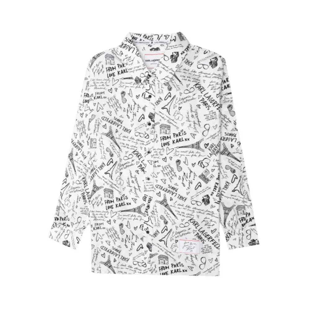 Karl Lagerfeld Paris Whimsical Doodle Print Long Sleeve