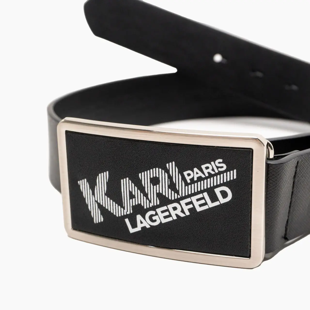 Karl Lagerfeld Paris Logo Buckle Leather Belt 35mm Black – voilà.id