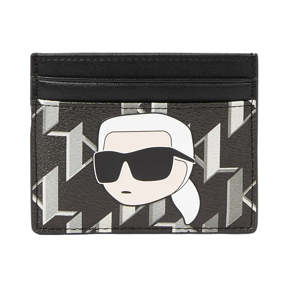 KARL LAGERFELD - K/IKONIK カード ホルダー Karl Lagerfeld K/Ikonik 2.0 Monogram Card Holder Black/White