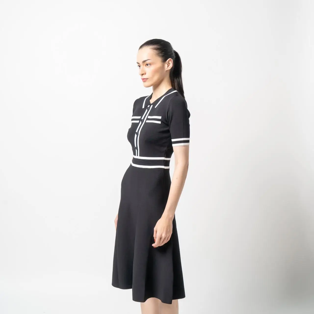 Karl Lagerfeld Polo Knit Dress Black – voilà.id