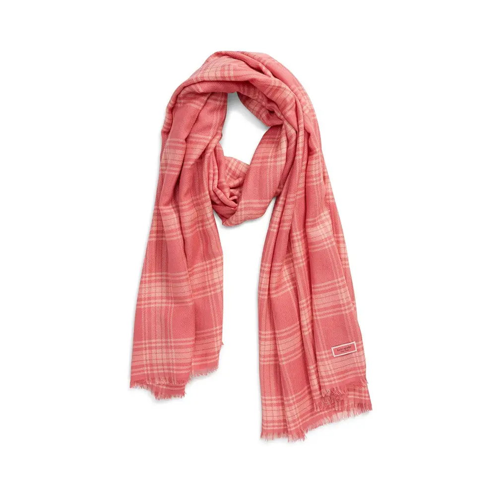 Kate Spade Plaid Yarn Dye Scarf Pink – voilà.id