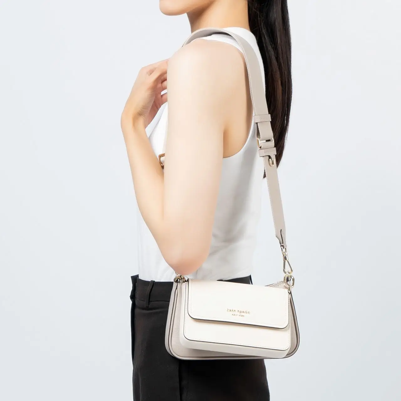 Kate Spade Double Up Colorblocked Crossbody Bag Warm Taupe