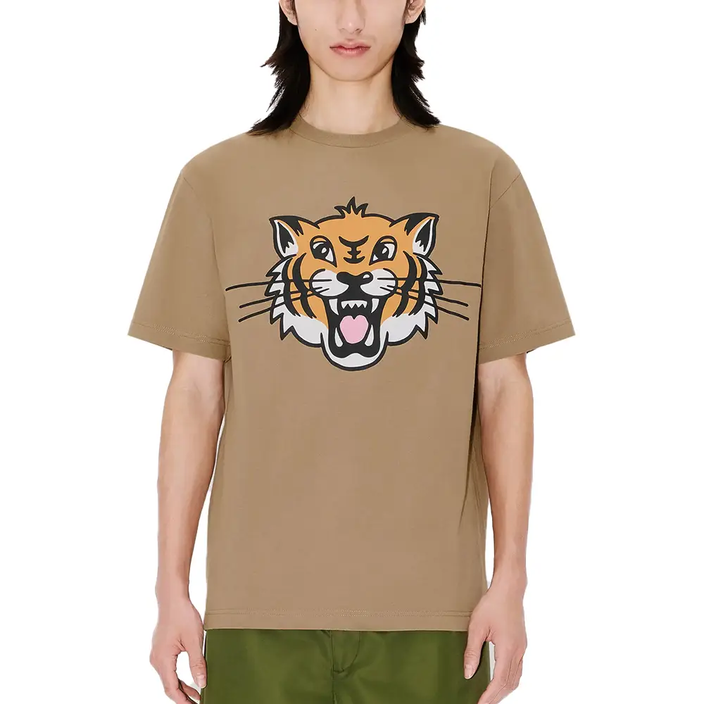 KENZO◇Tシャツ/S/コットン/WHT/プリント/FF55TS5334SG/happy tiger/襟