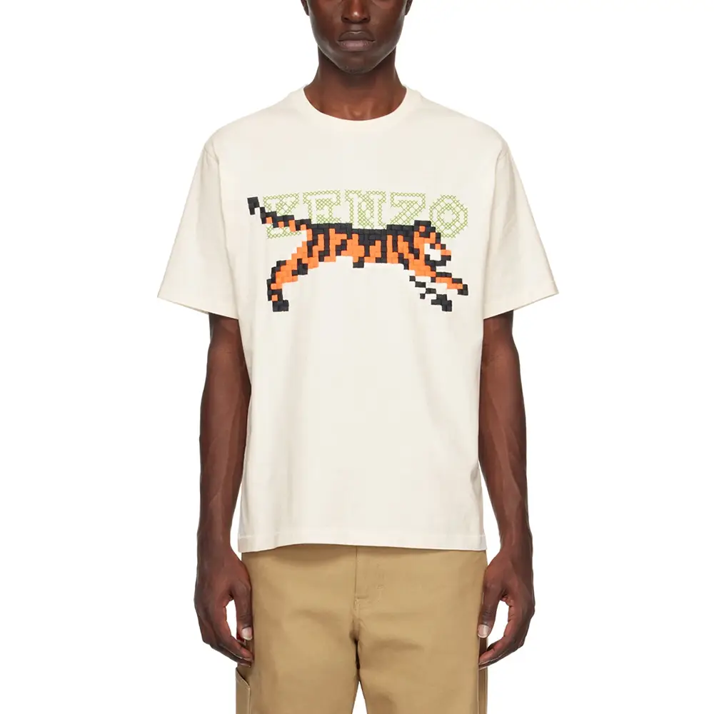 Kenzo Pixel Logo Tiger T-Shirt Off White – voilà.id