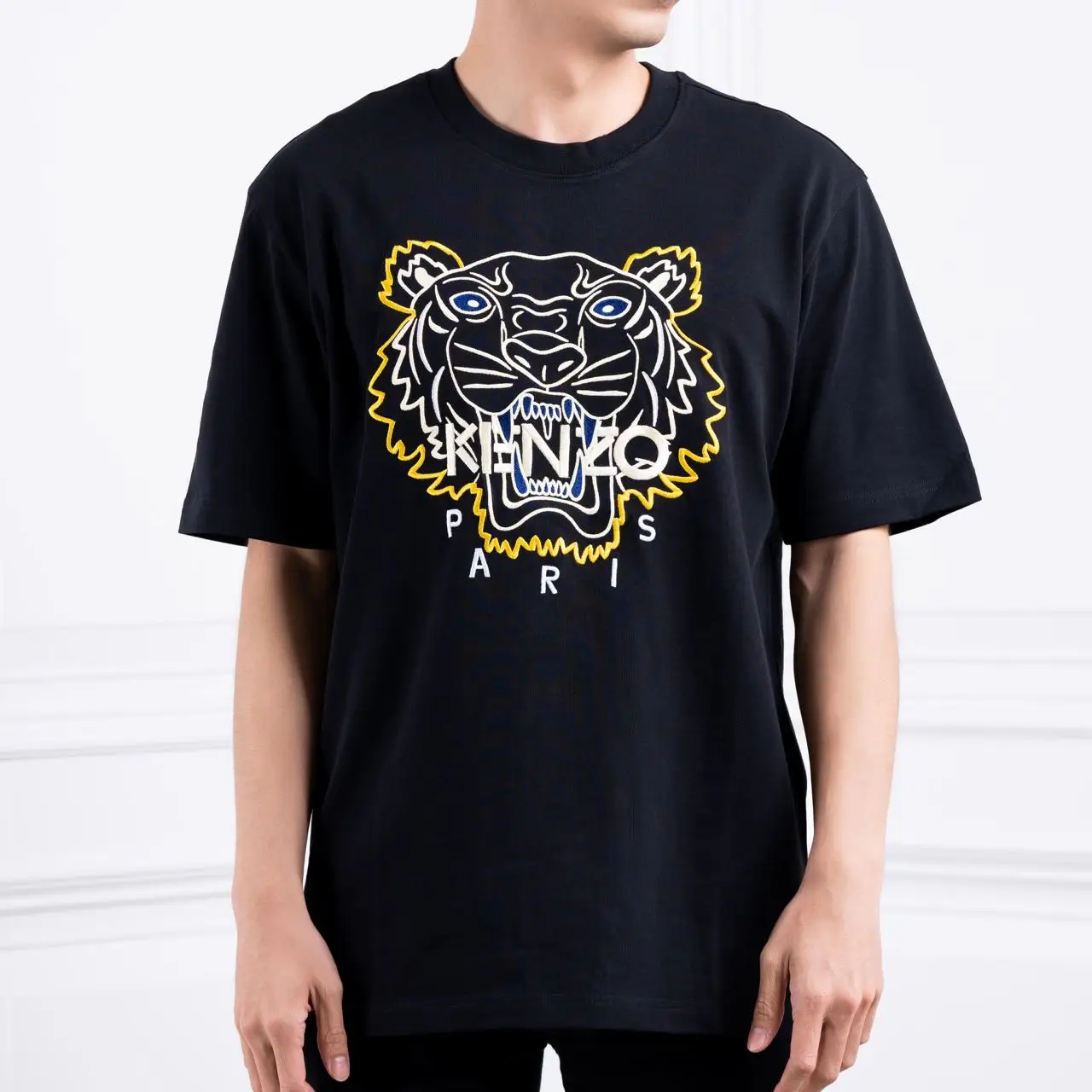Kenzo Embroidered Tiger T-Shirt Black/Yellow Men – voilà.id