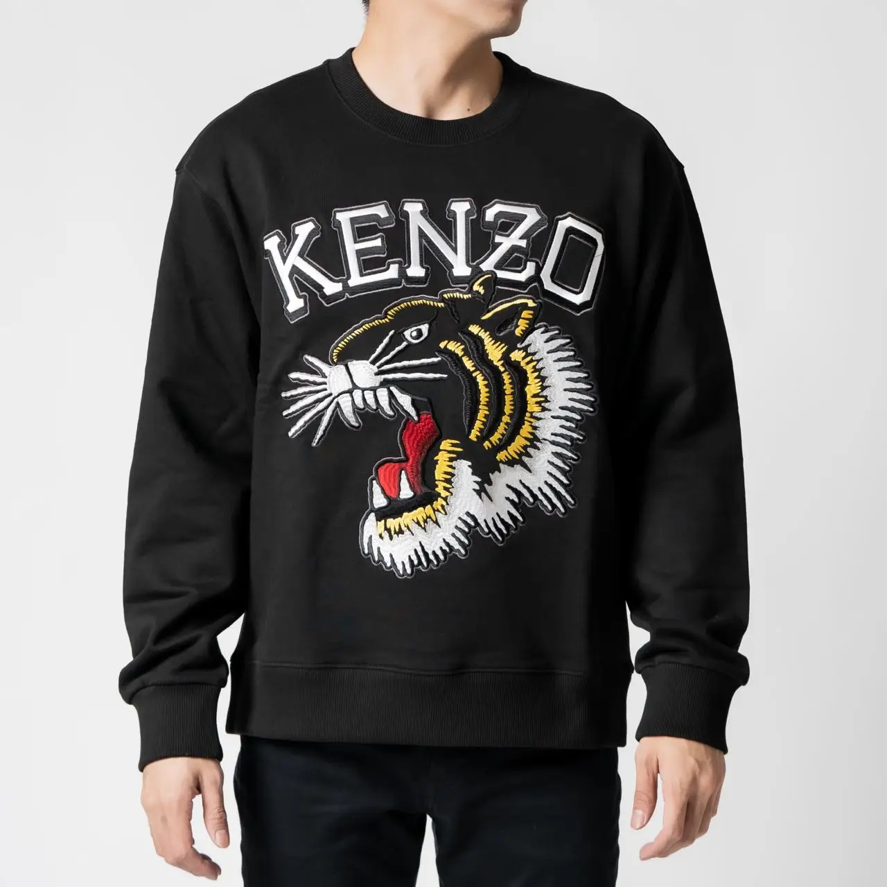 Kenzo 'Varsity Jungle' Tiger Embroidered Sweatshirt Black
