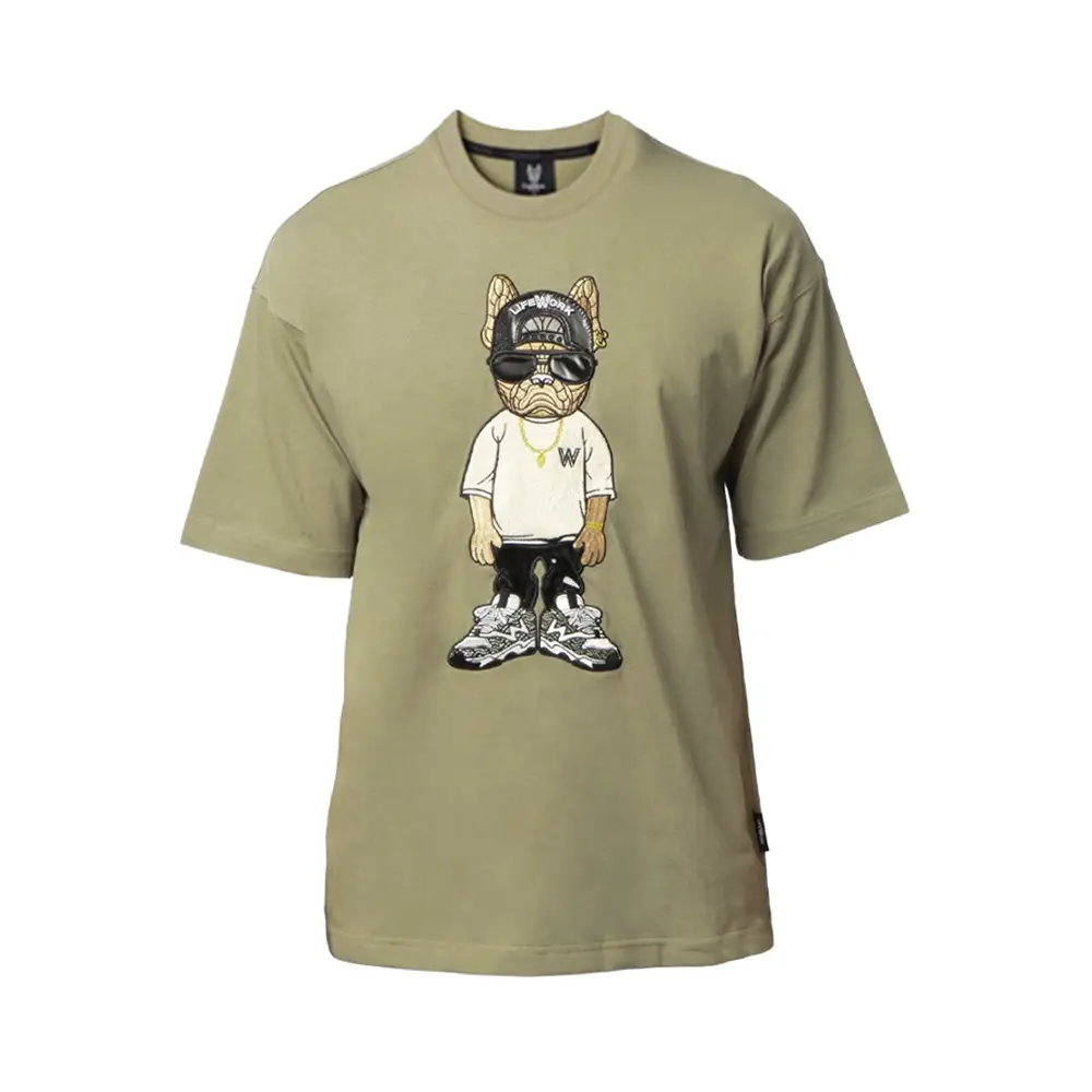 BEYOND CLOSET ♥ ILP Baseball Patch Dog 1/2 T-Shirt Boardy Barn Playlist garment-dyed heavyweight t-shirt