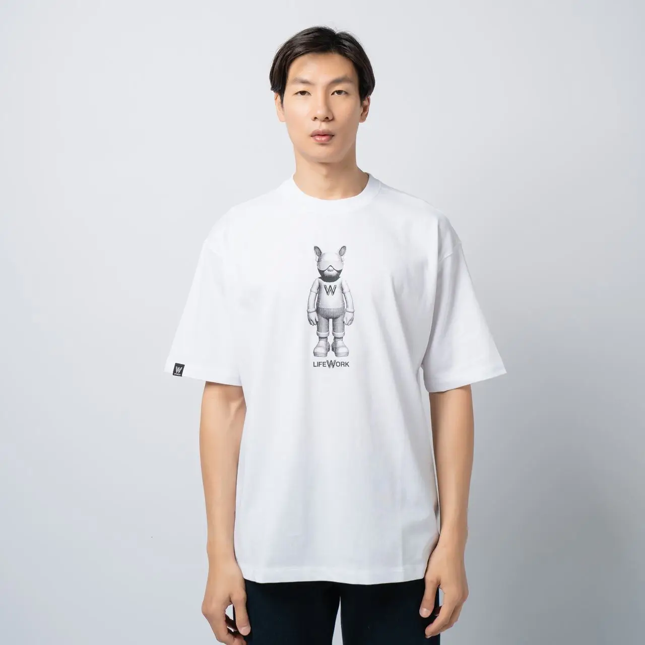韓国大人気★Life Work ★Grain Figure HipDog Tシャツ 韓国大人気☆Life Work ☆Grain Figure HipDog Tシャツ (Life