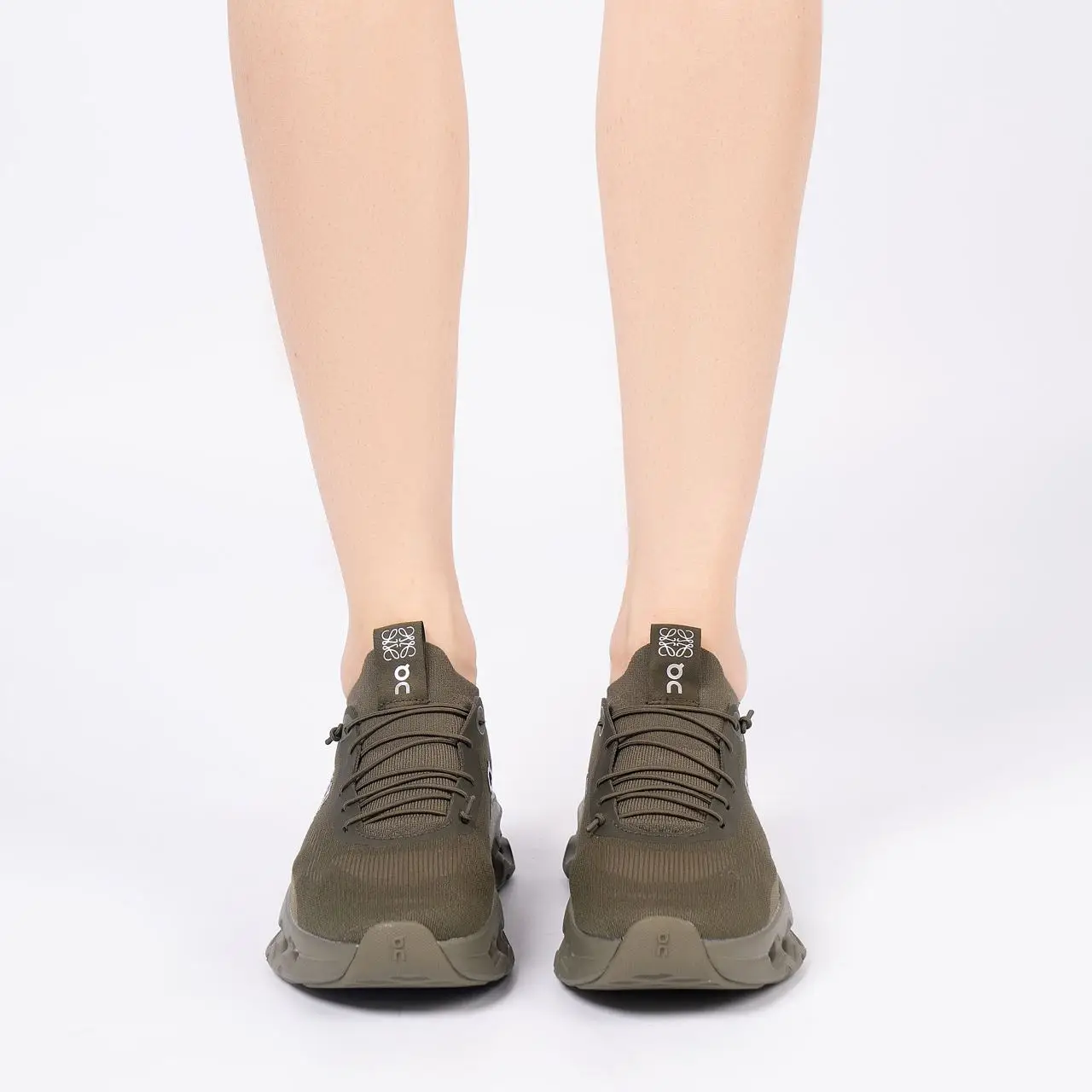 Loewe x ON Cloudtilt Polyester Knitted Mesh Sneakers Khaki