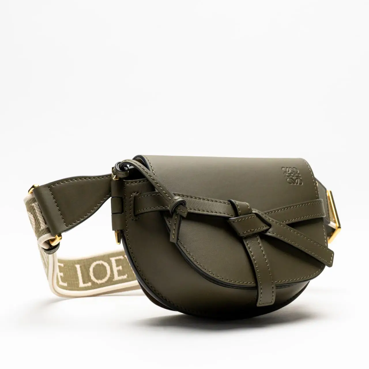 Loewe Mini Gate Dual Bag in Soft Calfskin Jacquard Autumn Green