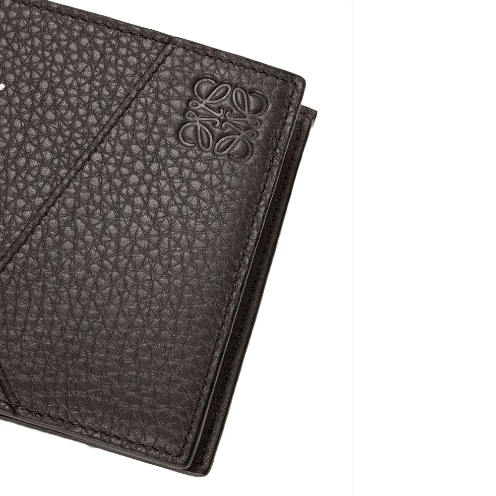 Loewe Puzzle Bifold Coin Wallet in Supple Grained Calfskin Dark