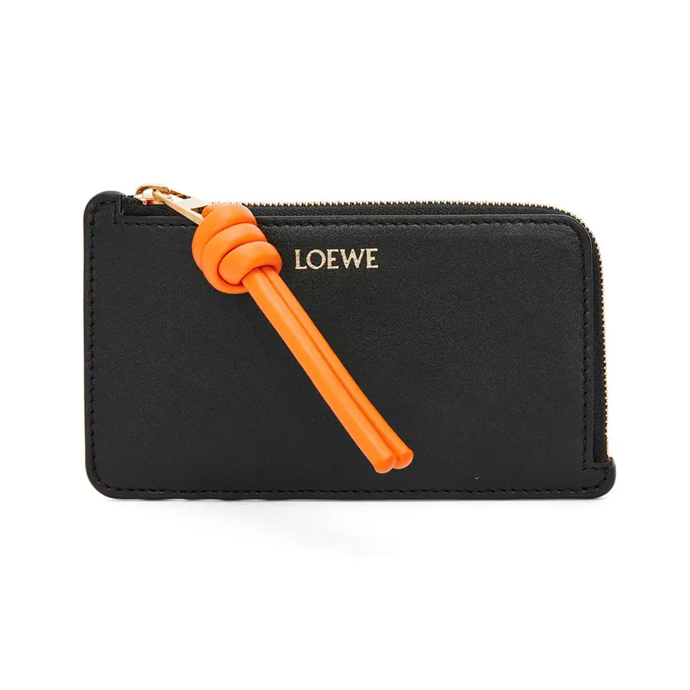 Loewe Knot Shiny Nappa Calfskin Coin Card Holders Black Bright