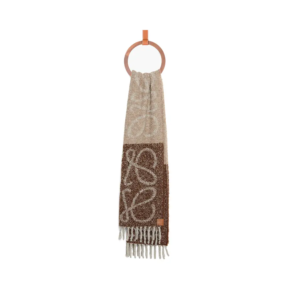 Loewe Anagram Scarf Boucle Alpaca Wool Brown Nut – voilà.id