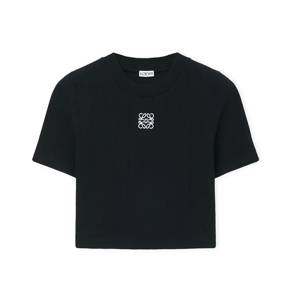 Loewe Anagram ribbed-knit cotton Tシャツ Anagram ribbed-knit cotton T-shirt in black - Loewe | Mytheresa