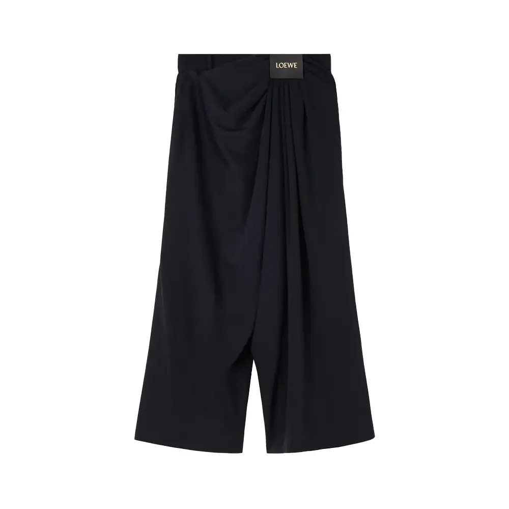 パンツ LOEWE  Cropped Draped Trouser in Dark Navy Blue Loewe - Dark Navy Draped Crop Pant | Mitchell Stores