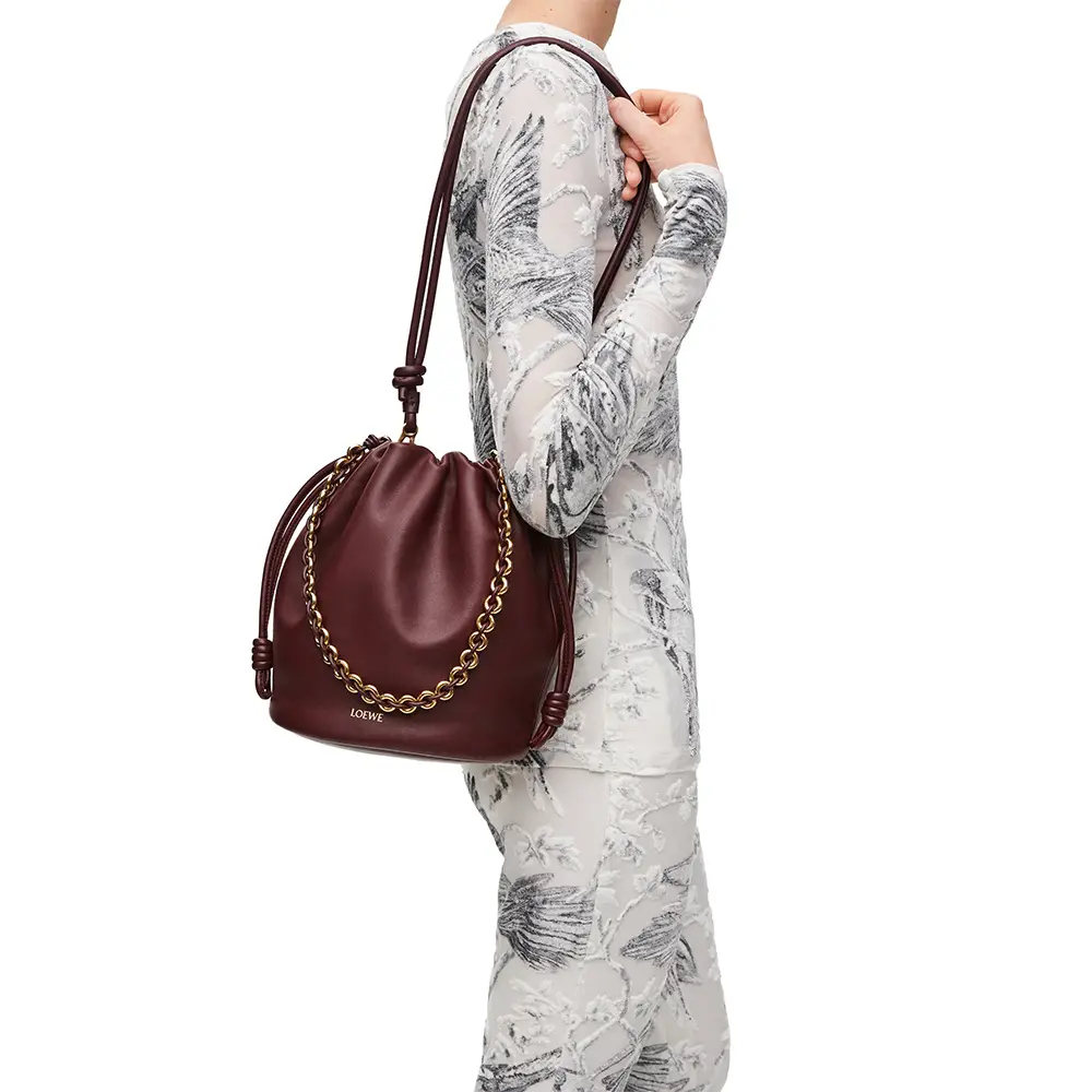 バッグ・カバンその他 Loewe Flamenco Purse Bucket Bag Dark Burgundy Loewe Flamenco Purse Bucket Bag in Mellow Nappa Lambskin