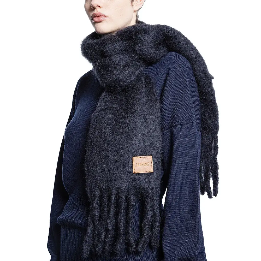 Loewe Anagram Patch Logo Scarf in Mohair and Wool Black – voilà.id