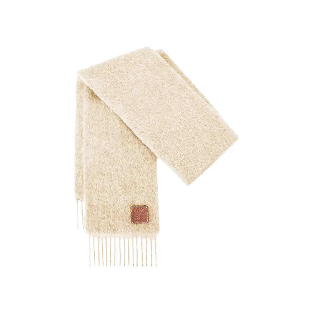 Loewe Anagram Patch Logo Scarf in Mohair and Wool White – voilà.id