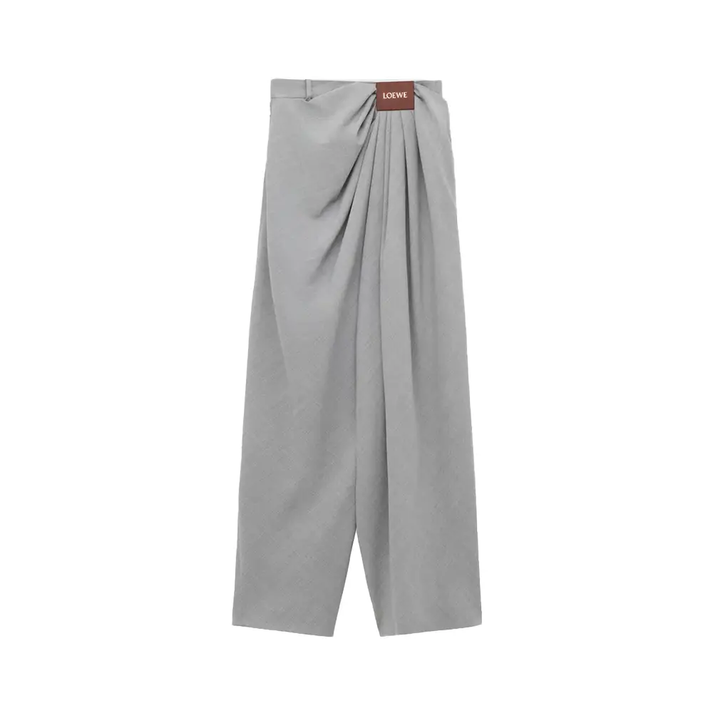 Loewe Draped Trousers in Wool Light Grey – voilà.id