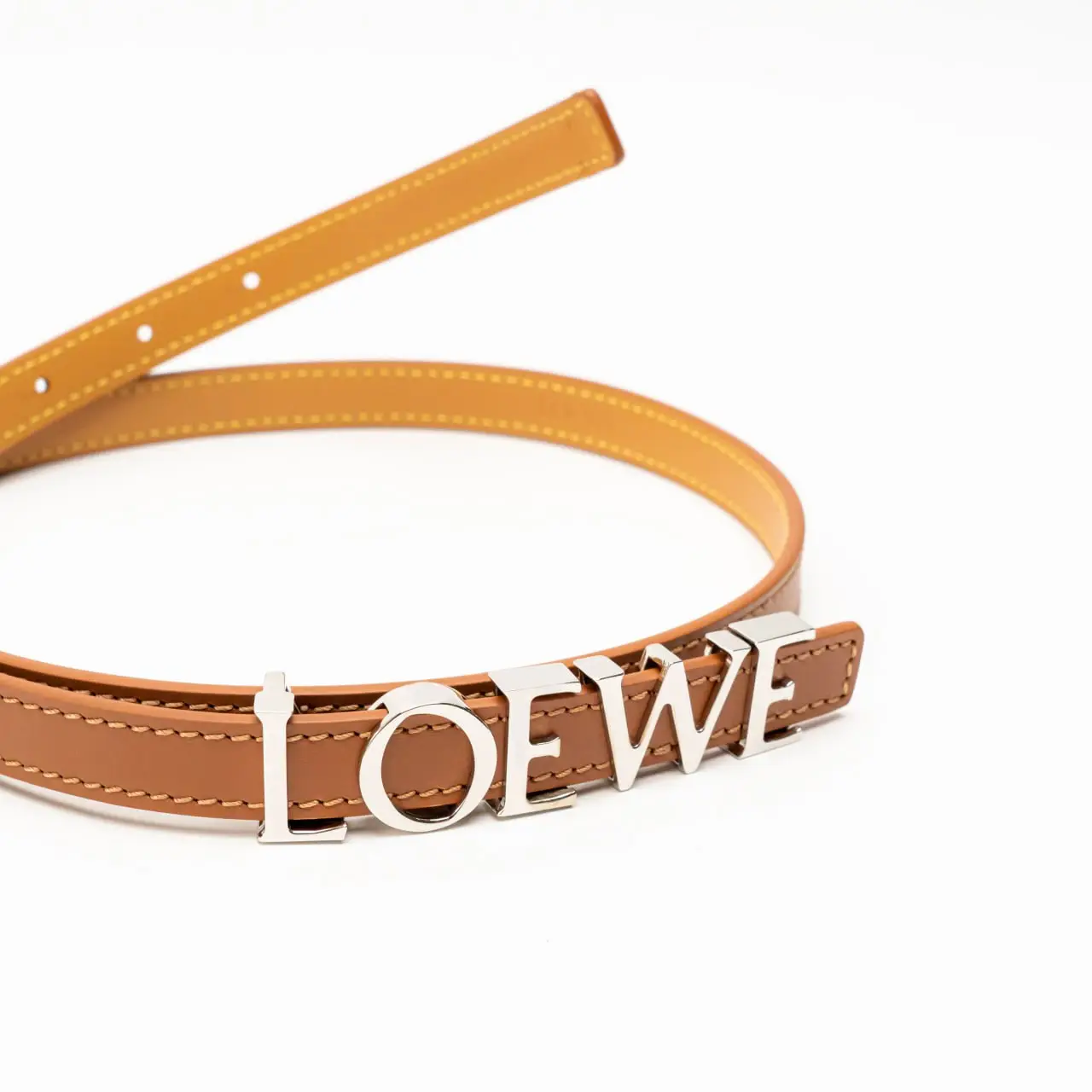 Loewe Logo Lettering Metallic In Smooth Calfskin Belt 15mm