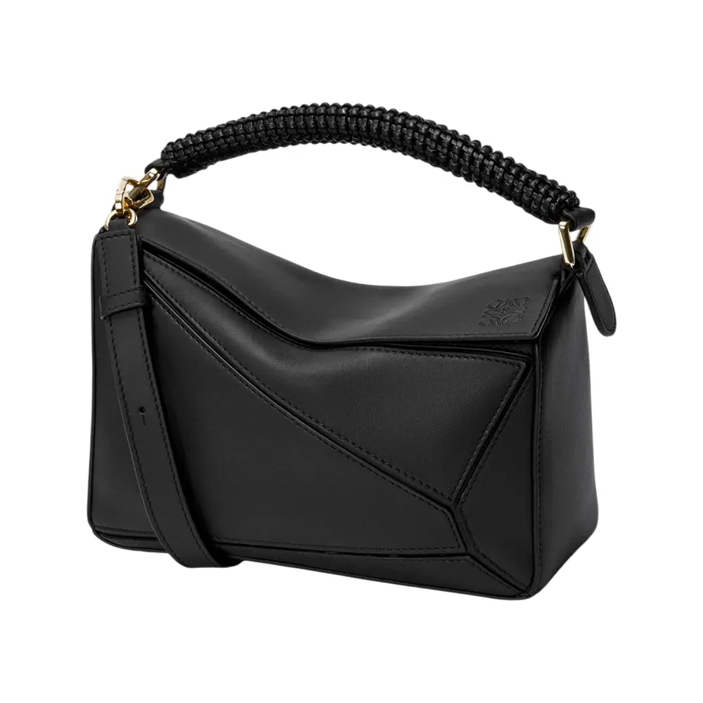 Loewe Small Puzzle Bag in Smooth Calfskin and Nappa Lambskin Black